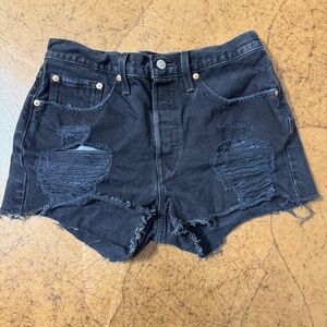 Size 30 Levi's Black Distressed Jean Shorts